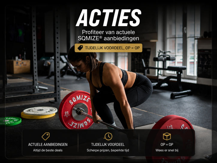 SQMIZE® fitnessapparatuur en trainingsmateriaal in de aanbieding