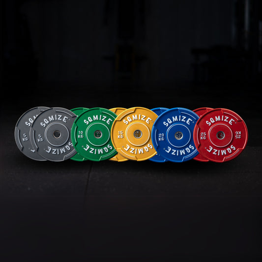 Premium bison colored bumper plate set SQMIZE® V-CBP150